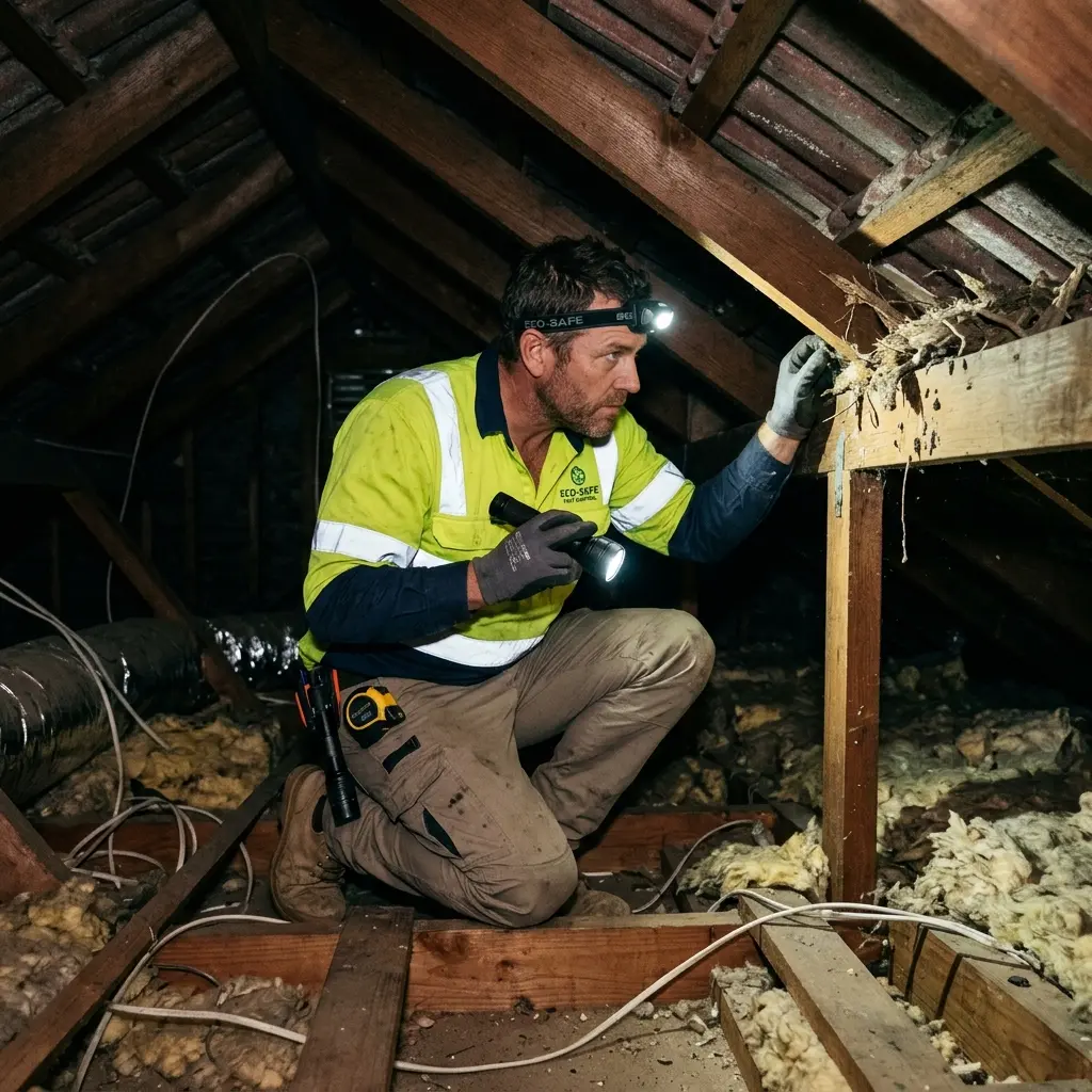 Technician inspecting a Drumcondra subfloor void for a deceased cat